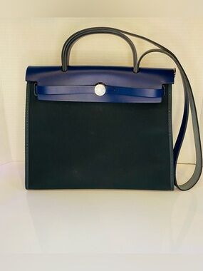 Hermes Herbag Zip 31Electric Blue Leather Turn-Lock Crossbody